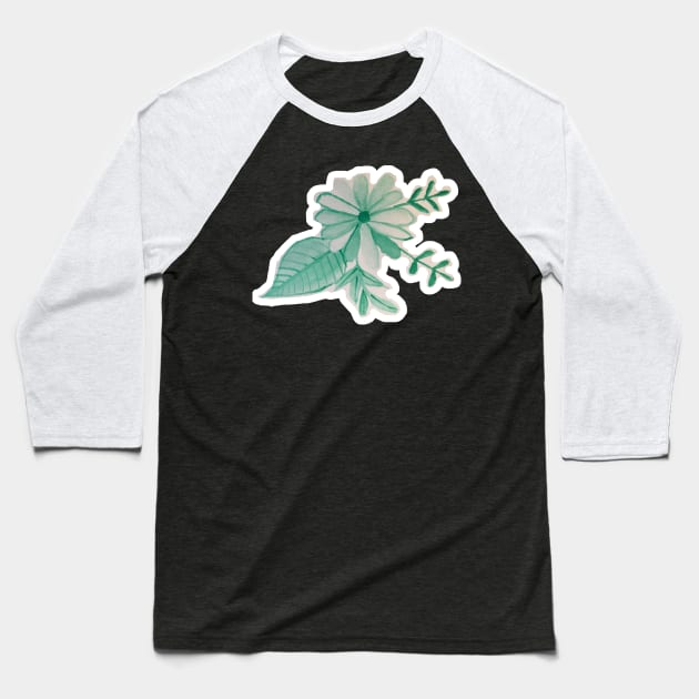 Green Flower Baseball T-Shirt by Stinu